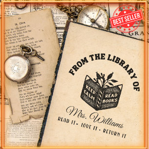From The Library Of School Librarian Teacher Book Self-inking Stamp
