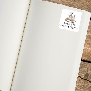 From The Library Of Skeleton Reading Book Lover  Square Sticker