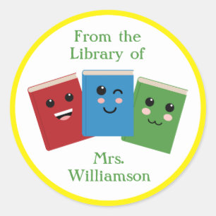 From the Library of Teacher Name Personalised Clas Classic Round Sticker