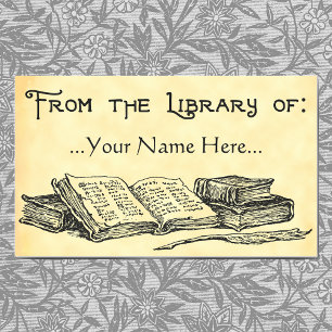 From the Library of Vintage Books Custom Bookplate Rectangular Sticker