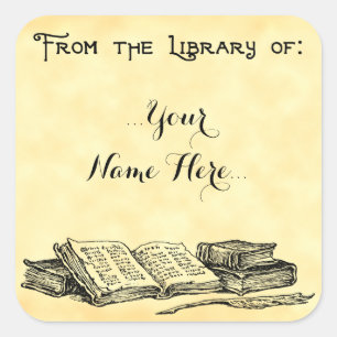 From the Library of Vintage Books Custom Bookplate Square Sticker