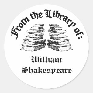 From the Library of Vintage Custom Bookplate Classic Round Sticker