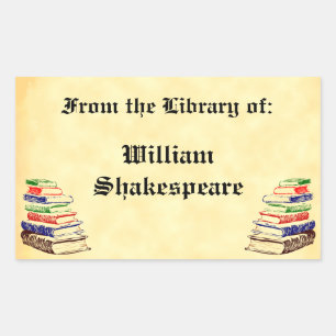 From the Library of Vintage Custom Bookplate Rectangular Sticker