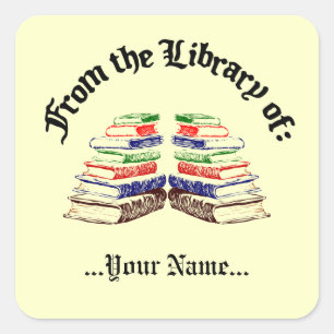 From the Library of Vintage Custom Bookplate Square Sticker