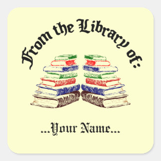 From the Library of Vintage Custom Bookplate Square Sticker