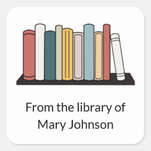 From the library of Your Name Books on Shelf Square Sticker