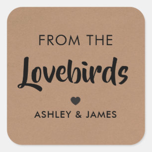 From the Lovebirds Label, Bird Seed  Tag, Kraft Square Sticker