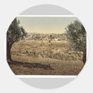 From the Mount of Olives, general view, Jerusalem, Classic Round Sticker