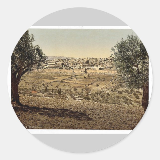 From the Mount of Olives, general view, Jerusalem, Classic Round Sticker (Front)