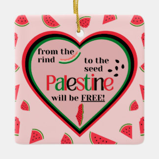 From the Rind to the Seed Palestine will be Free! Ceramic Ornament