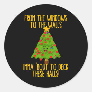 From The Window To The Wall Christmas Tree Em Xmas Classic Round Sticker