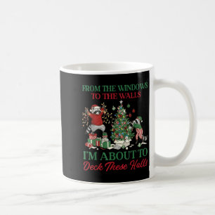 From The Windows To Deck These Halls Raccoon Xmas Coffee Mug