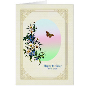 From Us All Birthday with Flowers