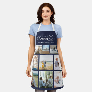 From Us Family Photo Collage We Love You Nana Navy Apron