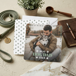 From Your Dog Photo Sage Green Flat Dog Dad Father Holiday Card