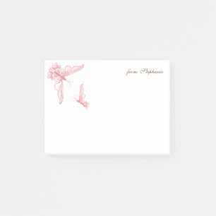 FROM YOUR NAME   Filigree Pink Butterflies Post-it Notes