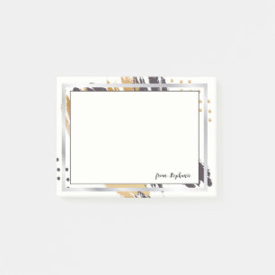 FROM YOUR NAME Gold and Black Brush Strokes Post-it Notes