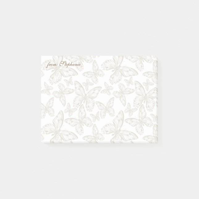 FROM YOUR NAME | Whimsical Butterfly Pattern Post-it Notes (Front)