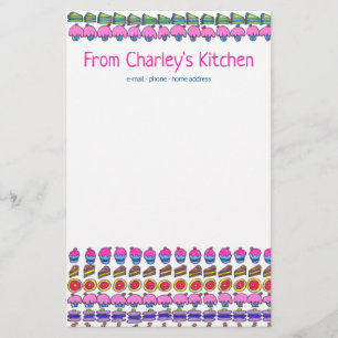 From (your name's) kitchen.  Cakes and cookies Sta Stationery