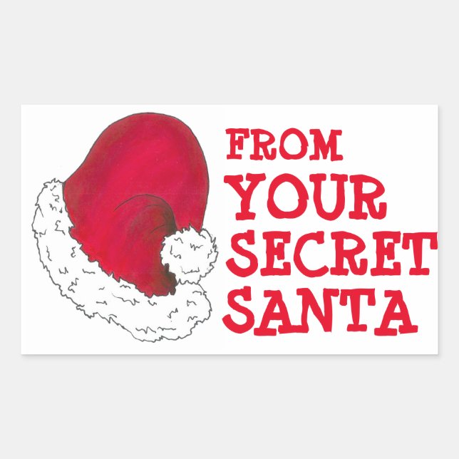 From Your Secret Santa Claus Red Christmas Xmas Rectangular Sticker (Front)