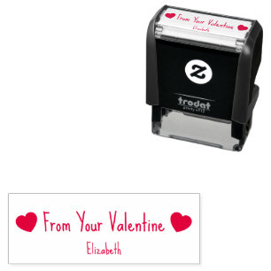 From Your Valentine with 2 Hearts and Name Self-inking Stamp