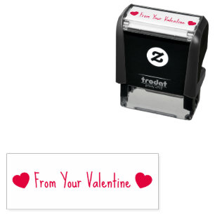 From Your Valentine with 2 Hearts Text Template Self-inking Stamp