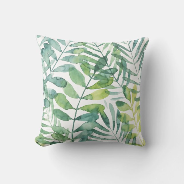 Frond Waltz - Palm Frond Leaves Cushion (Front)
