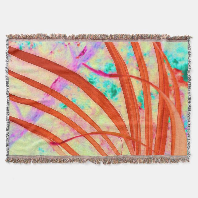 Fronds Go Red Throw Blanket (Front)