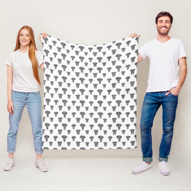 Front and Back Elephant Pattern African Animal Fleece Blanket (In Situ)