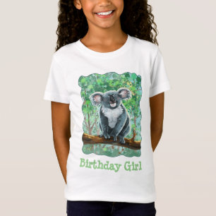 Front and Back Koala Bear Birthday Girl T-Shirt