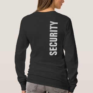 Front And Back Print Black White Womens Security T-Shirt