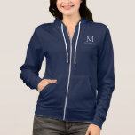 Front And Back Print Template Name Monogram Womens Hoodie<br><div class="desc">Front And Back Print Template Name Monogram Clothing Apparel Women's Full Zip Navy Blue Hoodie.</div>