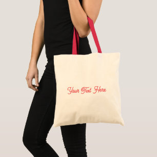 Front and Back Your Text Here Natural and Red Look Tote Bag