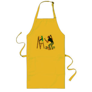 Front Artist Man Canvas Painting and Evening Long Apron
