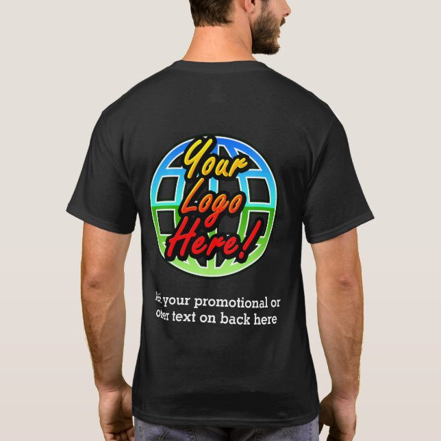 Front/Back Business Logo Dark Uniform Promotional T-Shirt (Back)