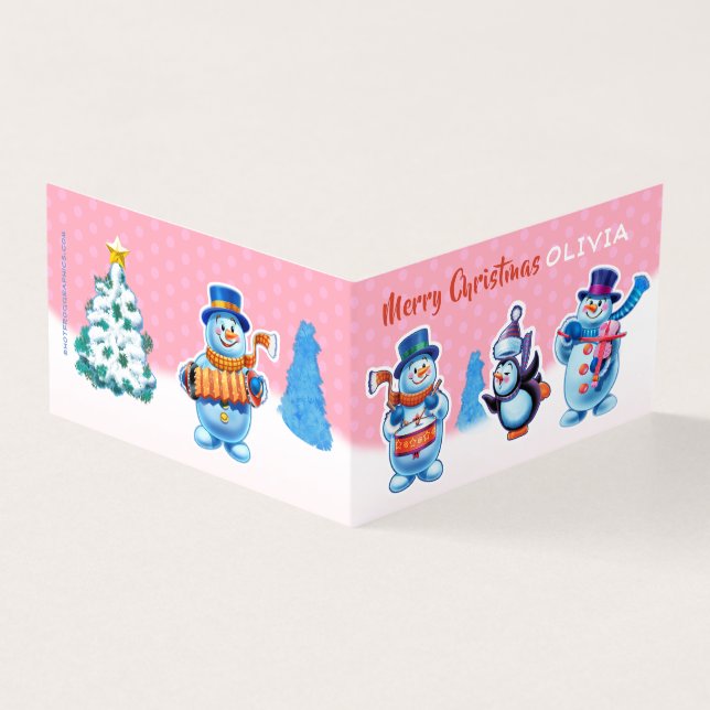 Front & back custom Christmas card snowmen music (Outside)