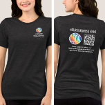 Front Back Custom Printed Logo & QR Code Business<br><div class="desc">Create your own custom printed company logo scannable tshirts for business promotional advertising or employee uniforms. To create your own QR code using the generator, simply type the website URL into the template. All wording is simple to personalise or delete. The colours, fonts and logo transparency are also easy to...</div>