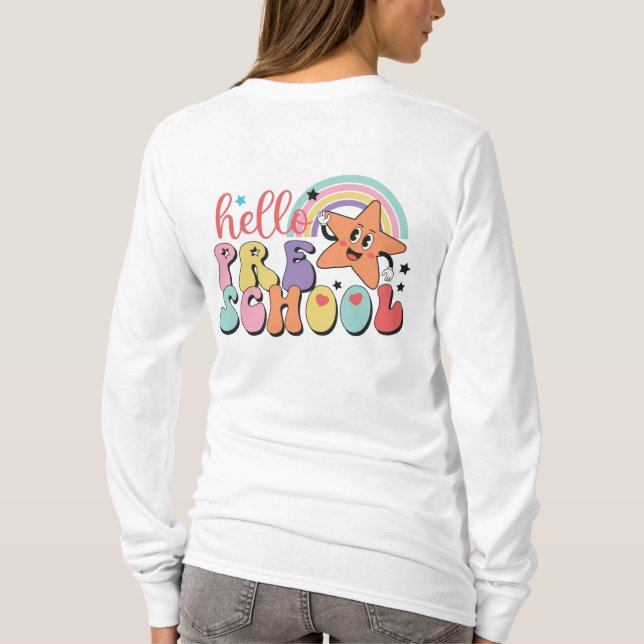 Front Back Design Double Sided PreSchool Teacher T-Shirt (Back)