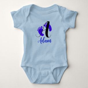 Front & Back Design - Newborn Letter & Name Boy Baby Bodysuit