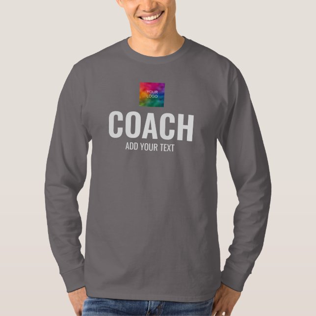 Front Back Design Print Long Sleeve Mens Coach T-Shirt (Front)