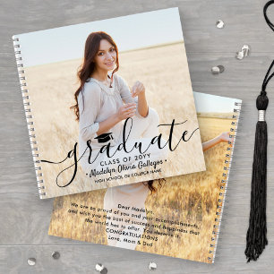 Front & Back Photos Graduation Keepsake Guest Notebook