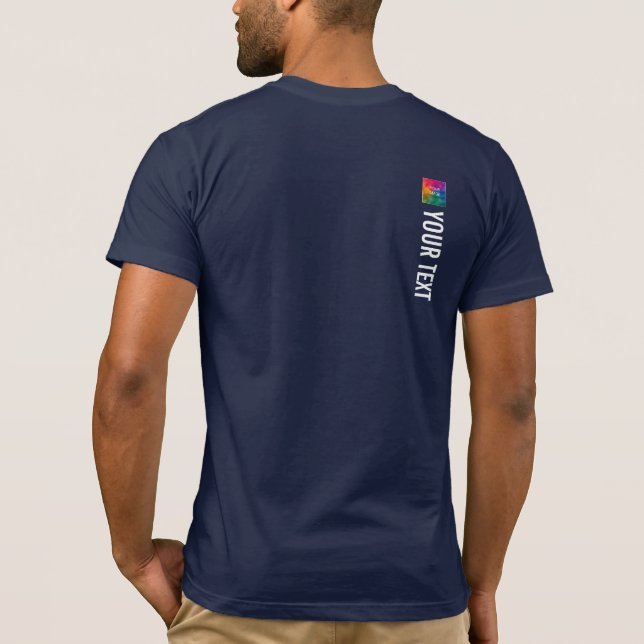 Front & Back Print Add Image Text Mens Modern T-Shirt (Back)