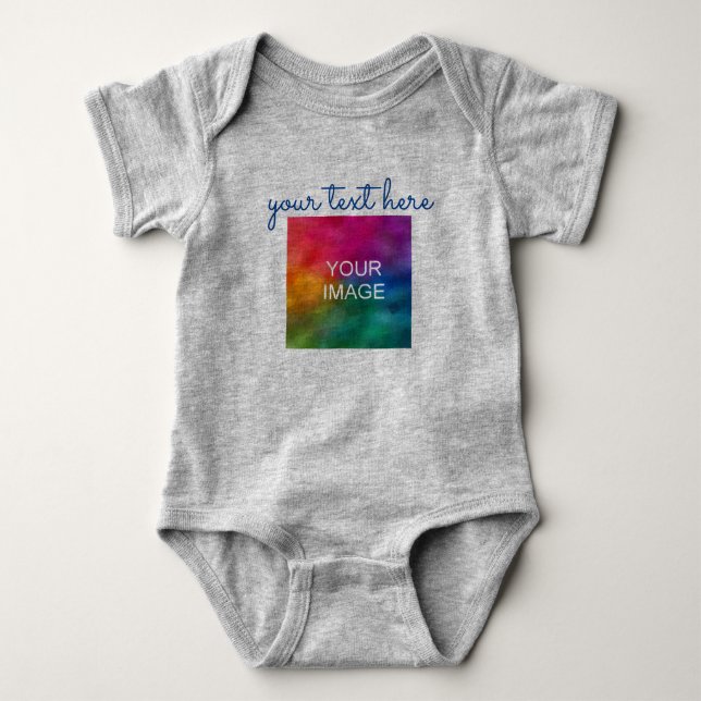 Front & Back Print Add Text Upload Photo Baby Bodysuit (Front)