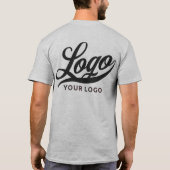 Front +Back print. Business logo Grey Men Women T-Shirt (Back)