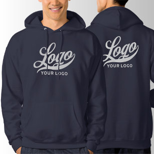 Front +Back print. Business logo Navy blue Company Hoodie