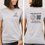Front Back Printed Business QR Code & Company Logo T-Shirt<br><div class="desc">Create your own custom printed company logo scannable tshirts for business promotional advertising or employee uniforms. To create your own QR code using the generator, simply type the website URL into the template. All wording is simple to personalise or delete. The colours, fonts and logo transparency are also easy to...</div>