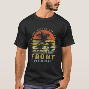 Front Beach Retro Palm Sunset Beach Design T-Shirt