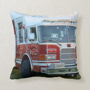 Front corner of county fire truck fireman design cushion
