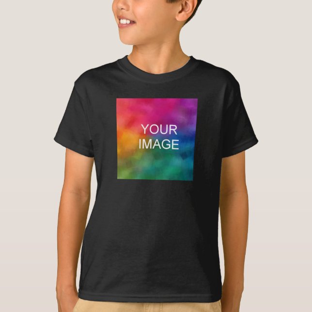 Front Design Add Image Black Template Boys Kids T-Shirt (Front)