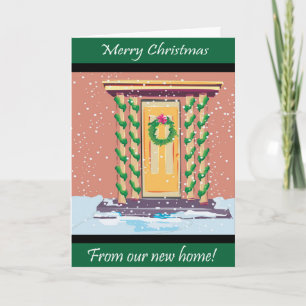 Front Door Christmas New Address Holiday Card